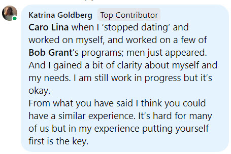 Katrina Goldberg testimonial: men just appeared after working on Bob Grant's programs